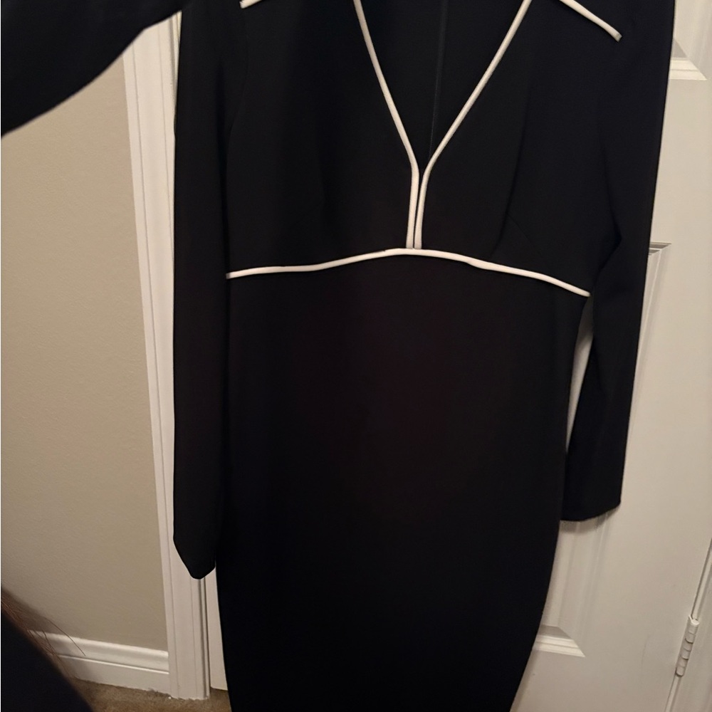 Calvin Klein Black Dress with White Trim